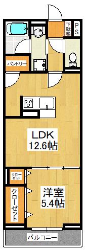 ディーラヴェニュー(1LDK/3階)の間取り写真