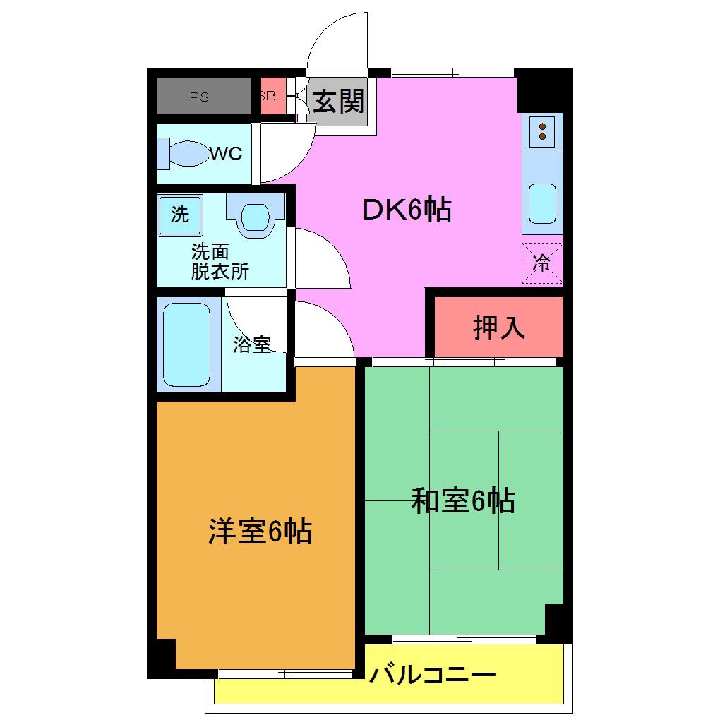 マンションサトウ(2DK/2階)の間取り写真