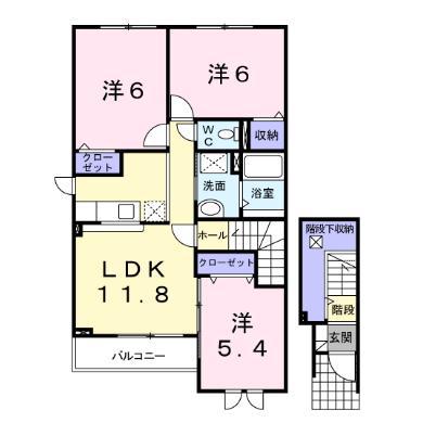 TERRACE HOUSE S(3LDK/2階)の間取り写真