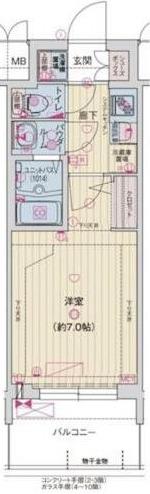 ソルテラスKOBE湊町(1K/7階)の間取り写真
