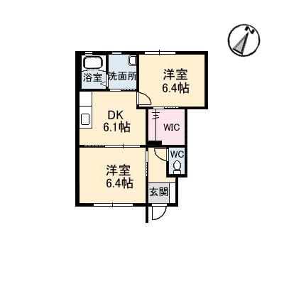 Iメゾン亀山(2DK/1階)の間取り写真
