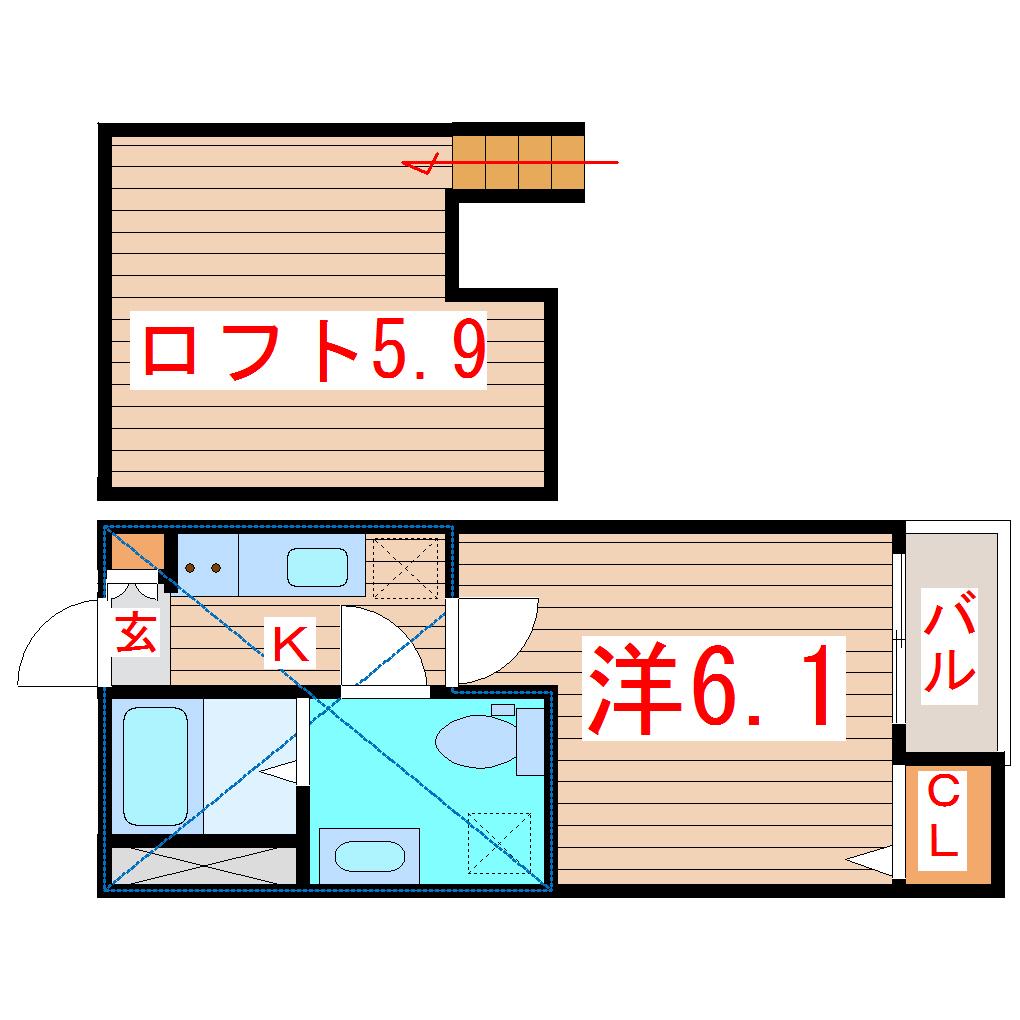 BENE POLARIS(1K/2階)の間取り写真
