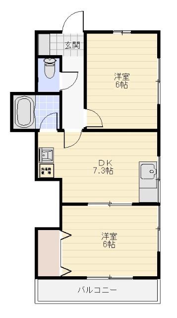 ベルメゾン(2DK/2階)の間取り写真