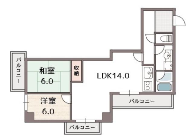 ベルンガーデン東平(2LDK/3階)の間取り写真