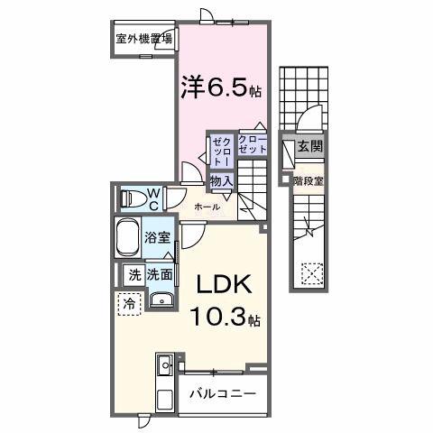 ヴェルデメゾン(1LDK/2階)の間取り写真