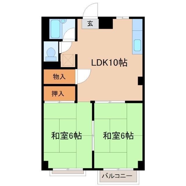 コスモハイツ(2LDK/3階)の間取り写真
