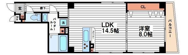ZEUS内久宝寺(1LDK/9階)の間取り写真