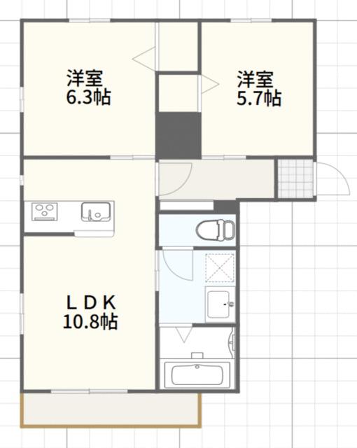 フラワーパレス(2LDK/3階)の間取り写真