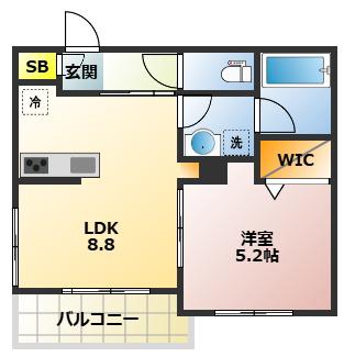 INNERHALB(1LDK/1階)の間取り写真
