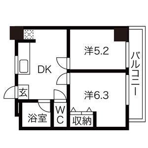 向陽ビル(2DK/5階)の間取り写真