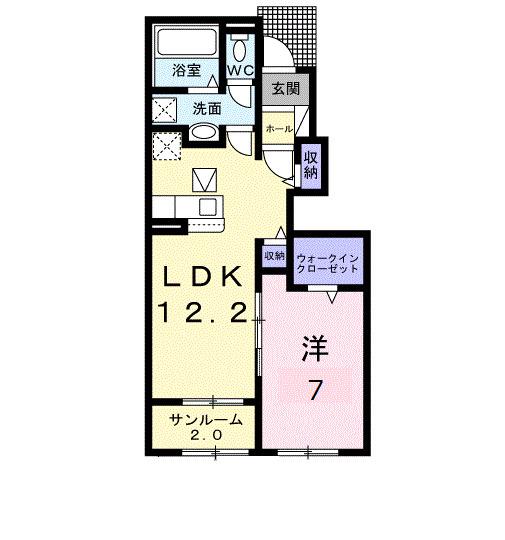 デリス・シャルマンII(1LDK/1階)の間取り写真
