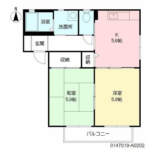 Tスクエア湊 (2K/2階)の間取り写真