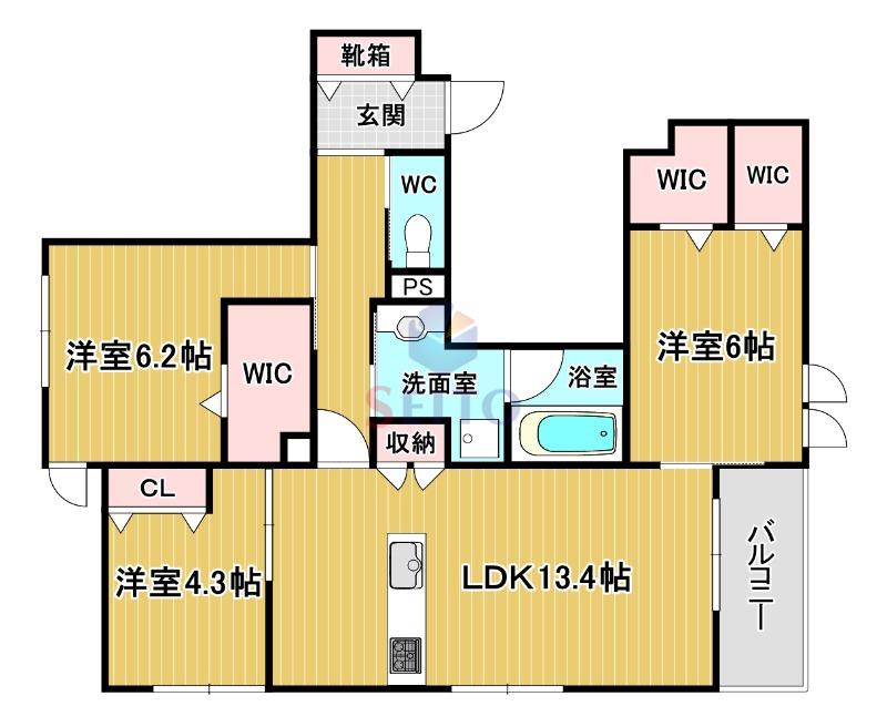 へーベルメゾンフォレスト岡上の町(3LDK/2階)の間取り写真