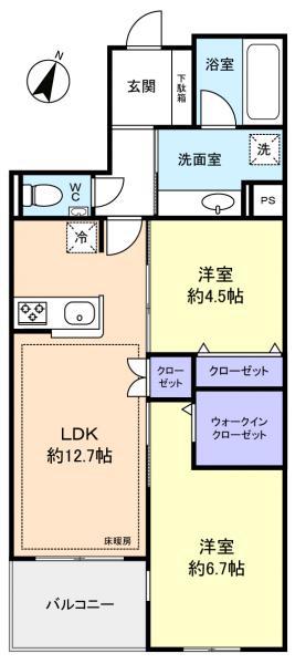 GREENCREST(2LDK/1階)の間取り写真