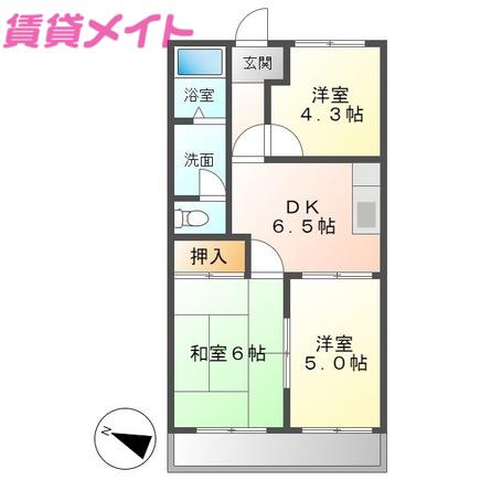 ハウスおおくら(3DK/2階)の間取り写真