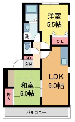 アバンウェル小林(2LDK/1階)の間取り写真