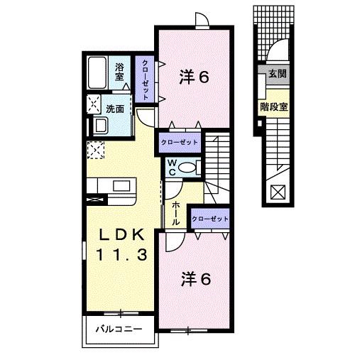 レクサスB(2LDK/2階)の間取り写真