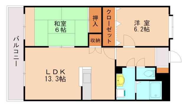ルミエール青葉(2LDK/3階)の間取り写真