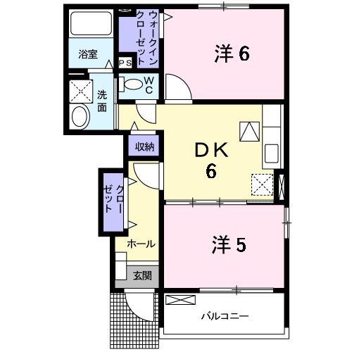 スターヒルズII(2DK/1階)の間取り写真