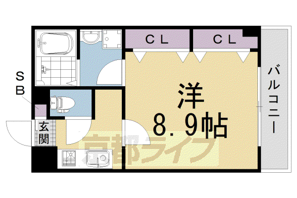 サンクスパレ西矢掛(1K/3階)の間取り写真