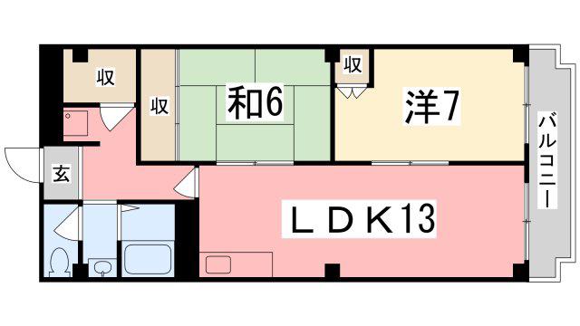 ハイツ柳井(2LDK/2階)の間取り写真