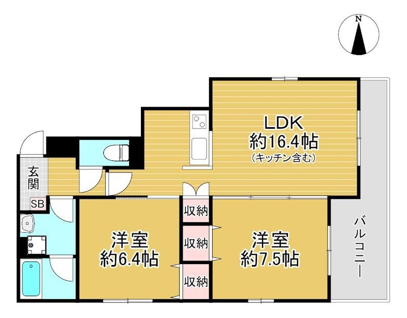 KALAN新町三条(2LDK/2階)の間取り写真