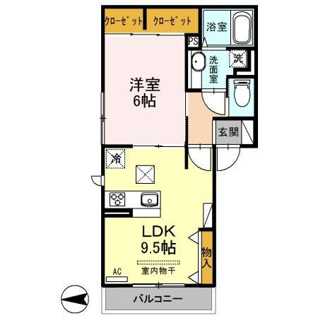 ALFIERI(1LDK/1階)の間取り写真