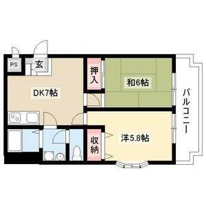 リバーランド守山(2DK/2階)の間取り写真