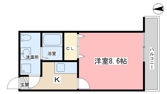 マナーズハウス山科駅前II(1K/2階)の間取り写真