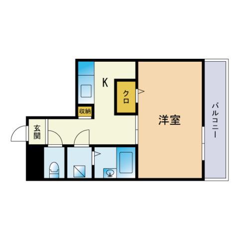 グランディ薬院Ⅰ(1K/3階)の間取り写真