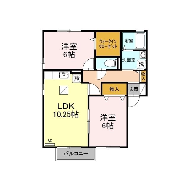 D-ROOM グランドキャッスル・α(2LDK/2階)の間取り写真