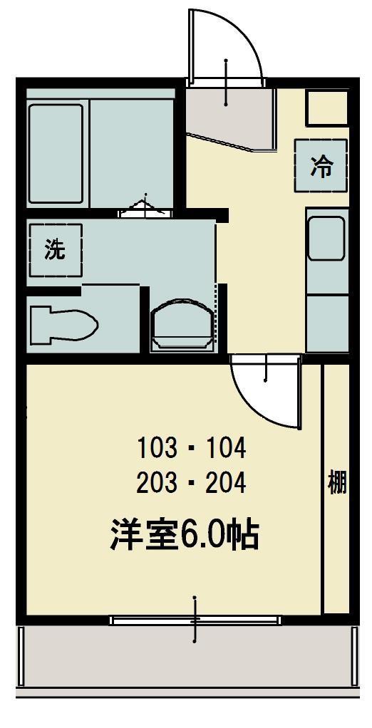 志幸26プルーン(1K/1階)の間取り写真