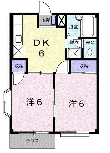トキタハイツ(2DK/1階)の間取り写真