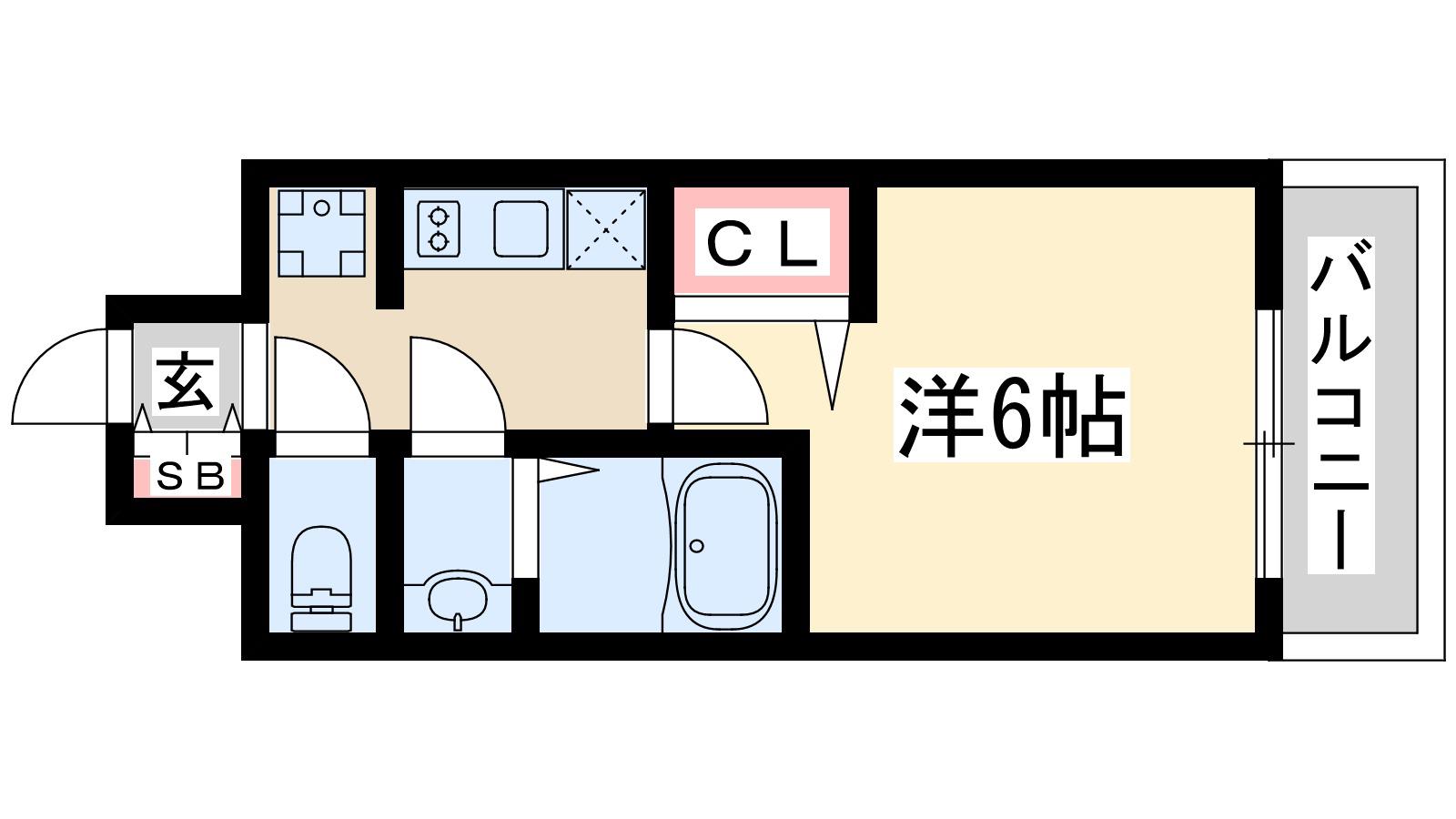 プレサンス西淡路レジェーロ(1K/14階)の間取り写真