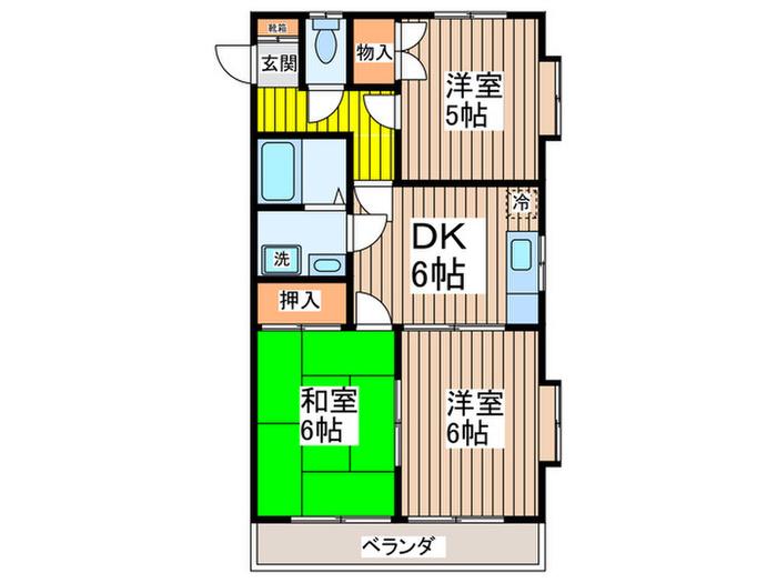 グリーンガーデン(3DK/1階)の間取り写真
