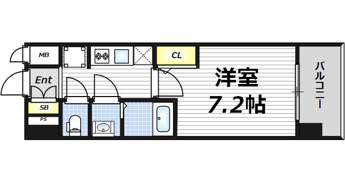 クリスタルグランツ都島本通(1K/3階)の間取り写真