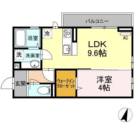 グランコート(1LDK/2階)の間取り写真