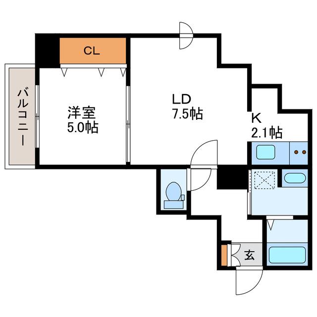 ラクラス札幌北7条(1LDK/4階)の間取り写真