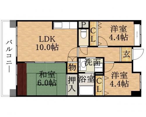 CH158RESIDENCE NAKANOSHIMA(3LDK/6階)の間取り写真