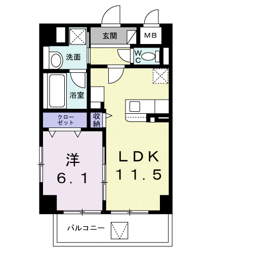 YS STATE 天王台(1LDK/1階)の間取り写真