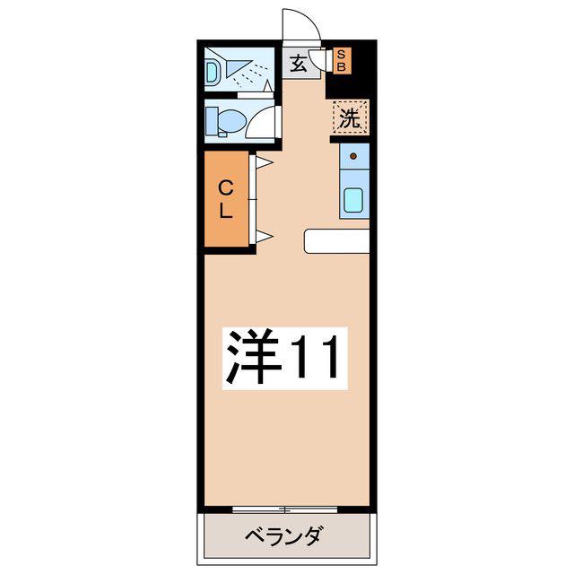 シングルコーポ酒折(ワンルーム/1階)の間取り写真
