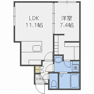 リバーサイドレジデンス学園前(1LDK/3階)の間取り写真
