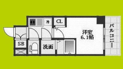 エスリード弁天町ノース RESIDENCE(1K/6階)の間取り写真
