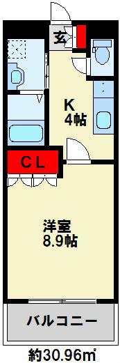 プレジール(1K/2階)の間取り写真