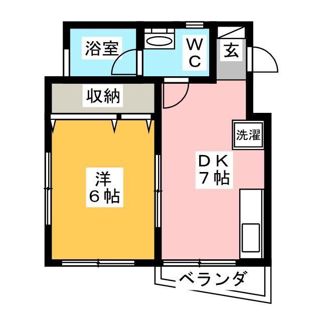 寒川ビル(1DK/3階)の間取り写真