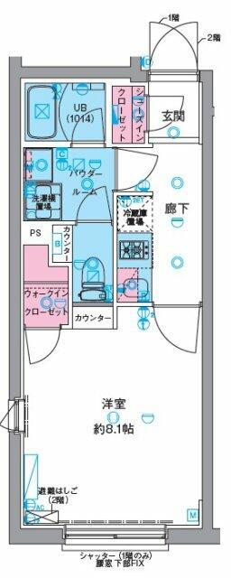 GENOVIA鵜の木(1K/1階)の間取り写真
