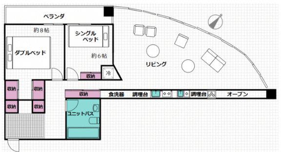 東京ツインパークスレフトウイング(2LDK/31階)の間取り写真