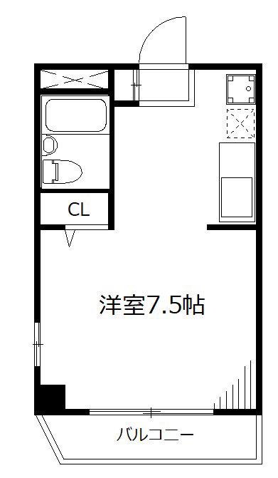 シャトー平正(ワンルーム/4階)の間取り写真