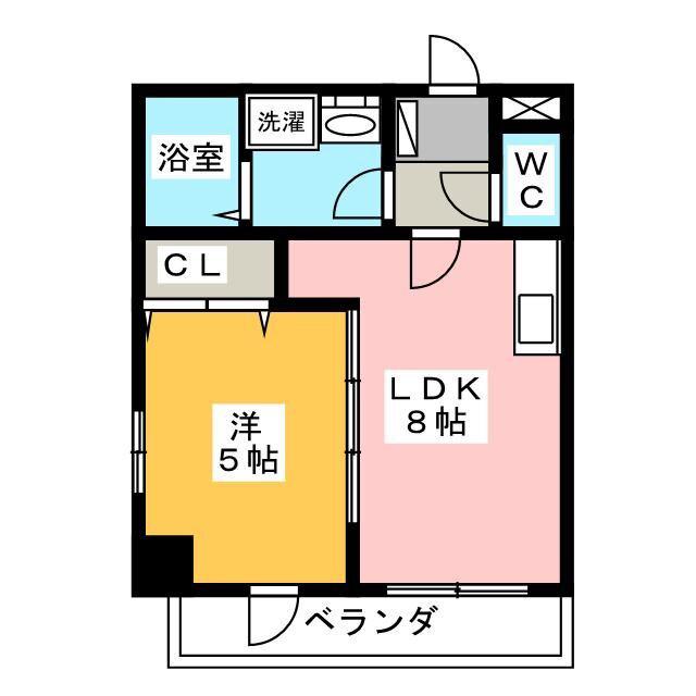 フェリジータ幸町(1LDK/4階)の間取り写真