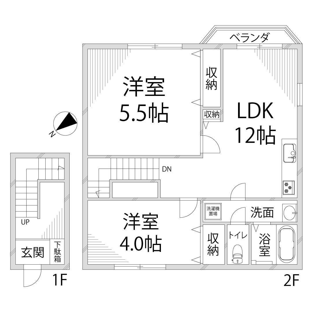 ラフィネロジュマン(2LDK/2階)の間取り写真